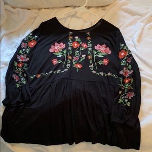 Black shirt with colorful flowers